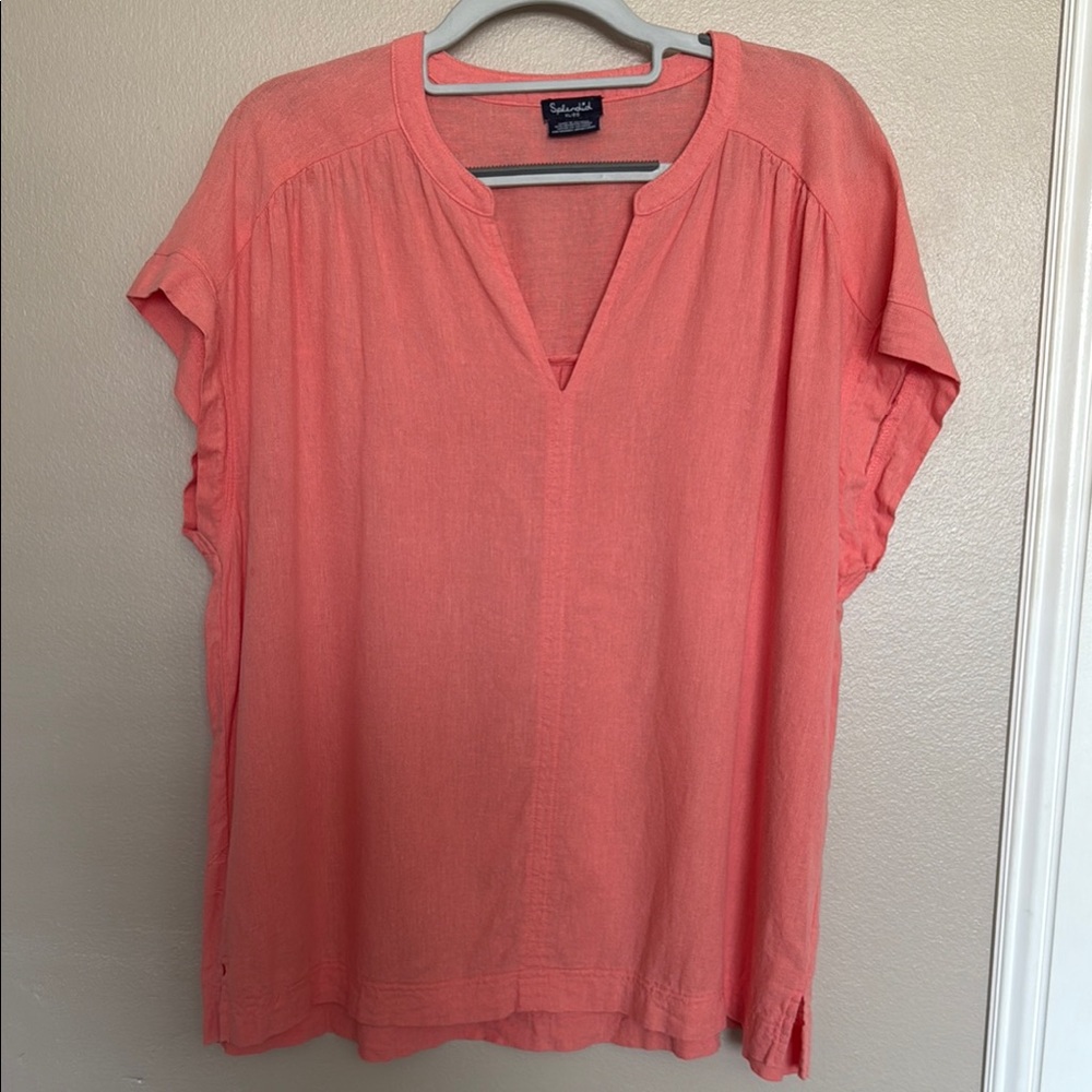 Splendid Pink Flutter Sleeve Blouse Relaxed Fit